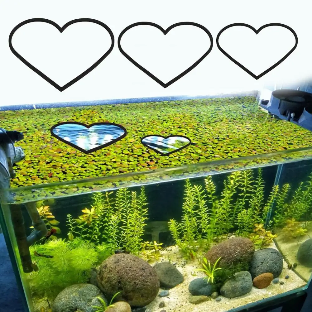 5Pcs Aquarium Floating Plant Ring Heart Shaped Fish Feeding Rings Betta Fish Tank Food Ring Plant Fence Corral for Keeping Float