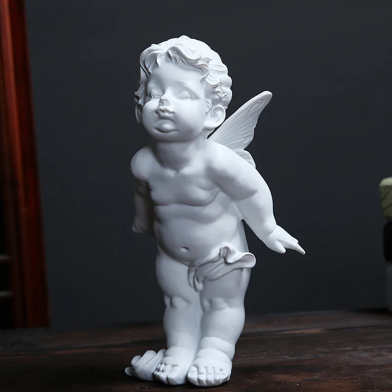 

European Kissing Cupid Angel Resin Statue Ornaments Home Livingroom Desktop Sculpture Crafts Bookcase Store Figurines Decoration