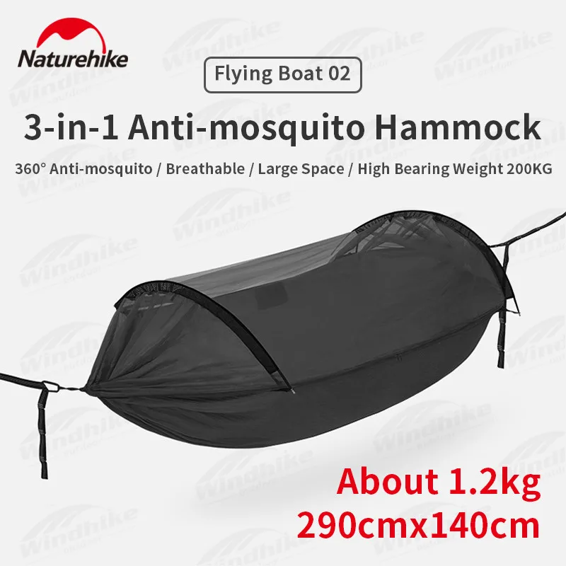 

Naturehike 3 in 1 Portable Hammock With Mosquito Net Outdoor Camping 1 Person Hanging Bed Tourist Sleeping Hammock 290x140cm