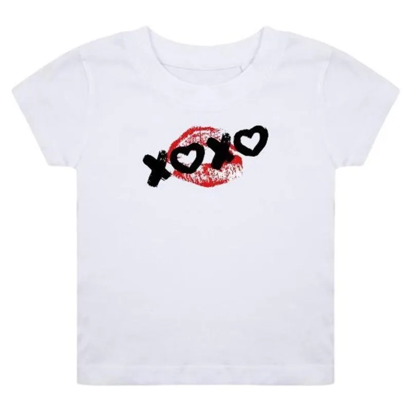 

T-Shirt emo Y2K Women Baby Tee Streetwear Biker girl Vintage girlish letter Crop Summer punk Casual Trash Basic Goth White Slim