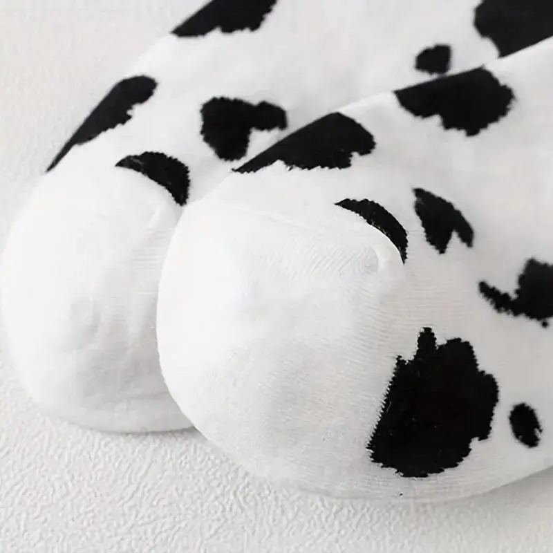 5 Pairs Womens Socks Creative Printing Socks Ankle Sock Lovely Cow Pattern Short Socks Casual Outdoor Indoor Cotton Socks