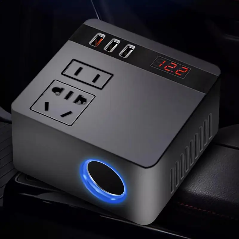 Car Plug In Adapter Outlet USB Ports Charger Quick Charging Electric Car Charger 150W Quick Charging For Travel Air Compressor