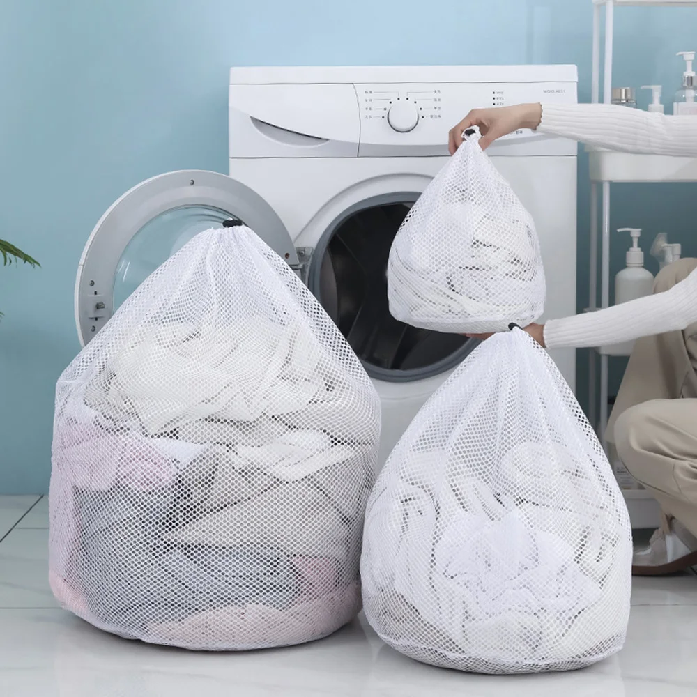 Foldable Laundry Baskets Toy Clothes Storage Bag Mesh Bucket Bag Portable  Drawstring Basket Closet Organzier Bag Home Hamper Box - AliExpress