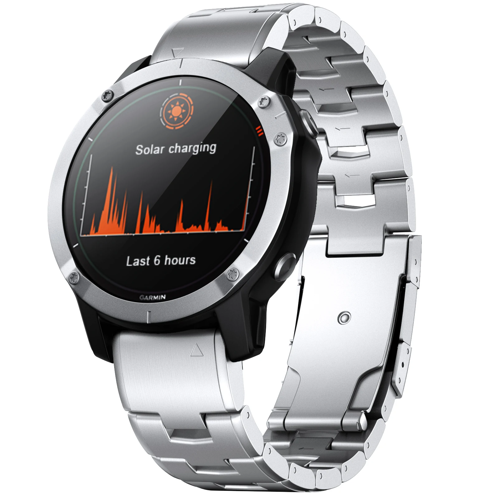 Garmin 22mm 26mm クイックフィット チタンメタル ウォッチバンド