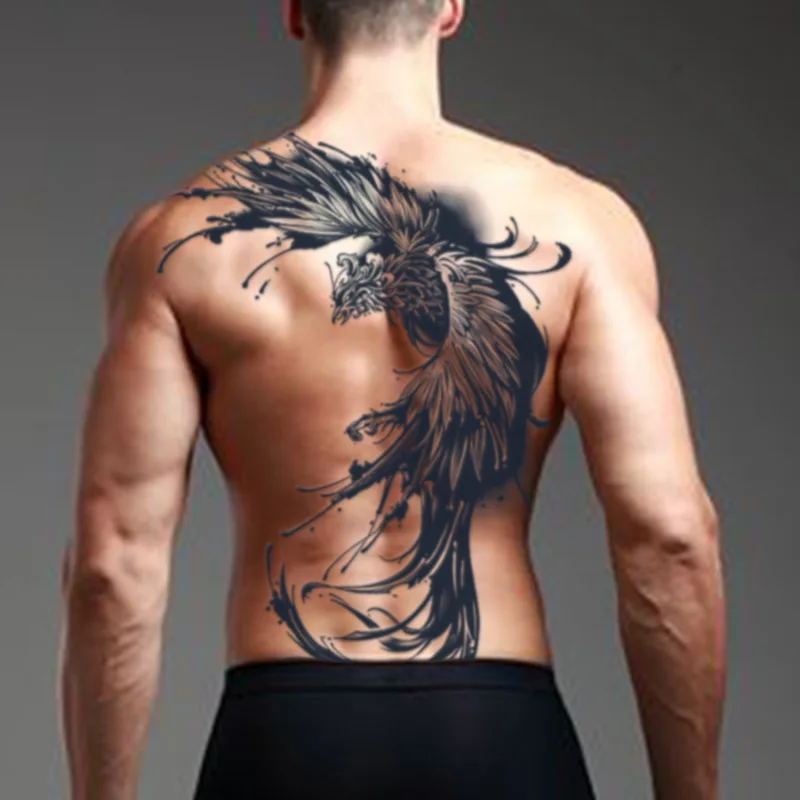 Waterproof Big Large Full Back Chest Tattoo stickers Herbal Juice Ink Wing Fish Wolf Tiger Dragon Temporary Tattoos Men Body Art
