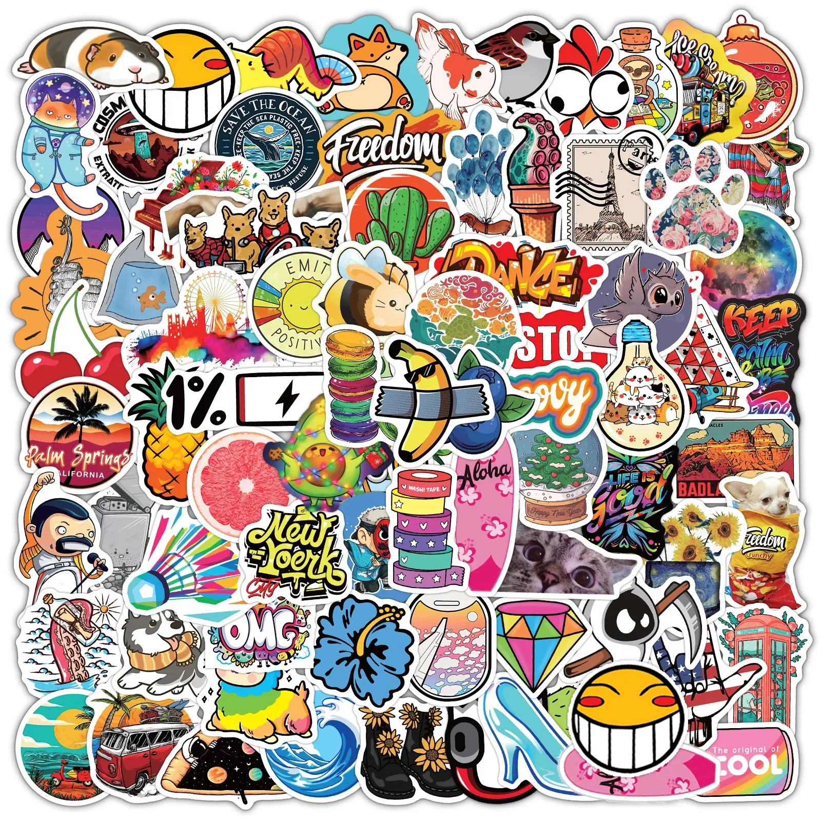 100PcsFunnyStickerLovelyDecalFashionMixGraffitiSuitcaseLaptop