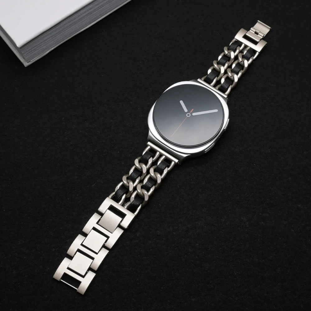 Luxury Stainless Steel and Leather Bracelet Wristband - Premium Metal Strap
