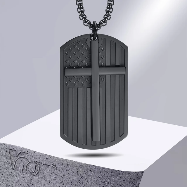 Vnox Stylish Dog Tag Neklaces for Men Jewelry, Waterproof Stainless Steel  Geometric Pendant with CZ Stone,Free Box Chain - AliExpress