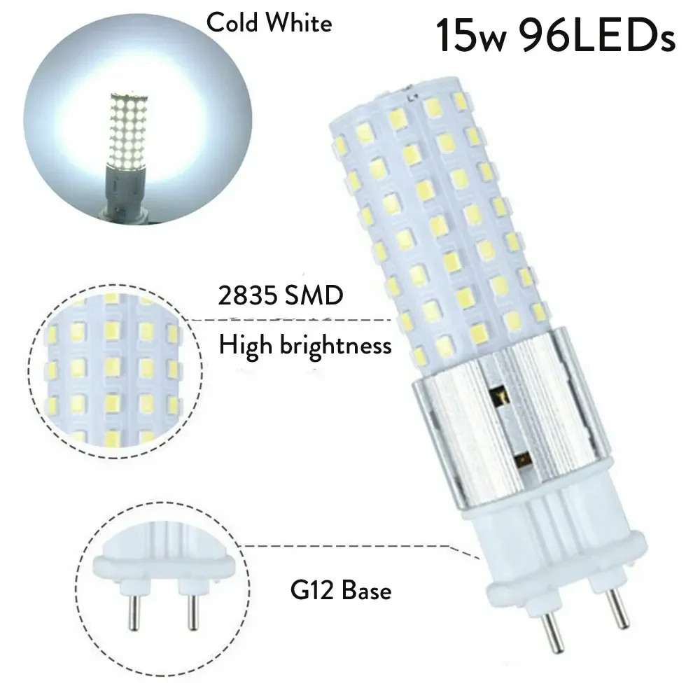 Aoyuansea 백열 교체 조명, LED 옥수수 전구, G12, 15W, 96LED 전구, 150W, 85-265V, 10 개