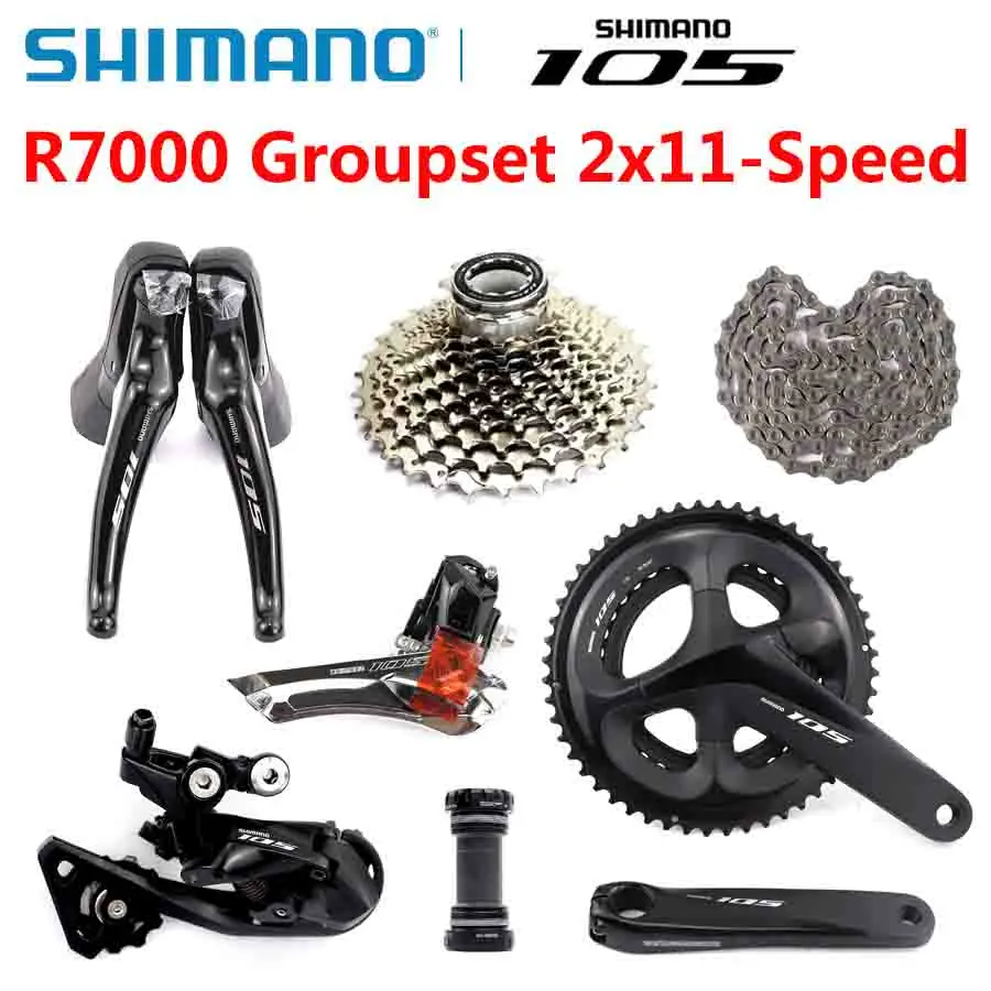 Groupe Complet Shimano 105 R7000 2x11 Vitesses - Pour Vélo De Route - Levier, Dérailleurs, Cassette, Chaîne...