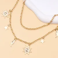 Personality Double-deck Retro Style Sun Moon Stars Tassels Alloy Waist Chain Ladies' Body Chain Jewelry 5