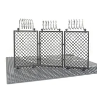 MOC WW2 Military 30104 92338 Chain Building Block Base Barbed Wire Parts City Figures Scene Accessory Fence Isolation Net Brick 4