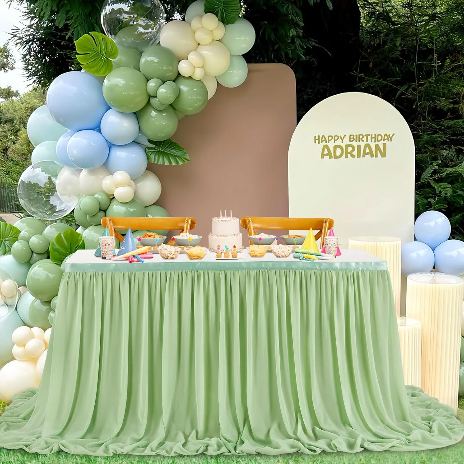 Table Cover Table Skirt Spandex Table Skirt Sage Green Table Skirt Party Birthday Pleated Dessert Tablecloth Cover Wedding Baby Shower Hotel Display Gift Dining Table Decor