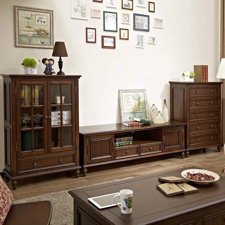 American Style Solid Wood Drawers Tv Cabinets Wooden Furniture Television Cabinet For Living Room Furniture Modern Tv Stand