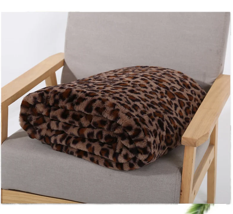 Leopard Pattern Rabbit Hair Crystal Velvet Sofa Midday Sleep Blanket, Cover Blanket_voghion.com