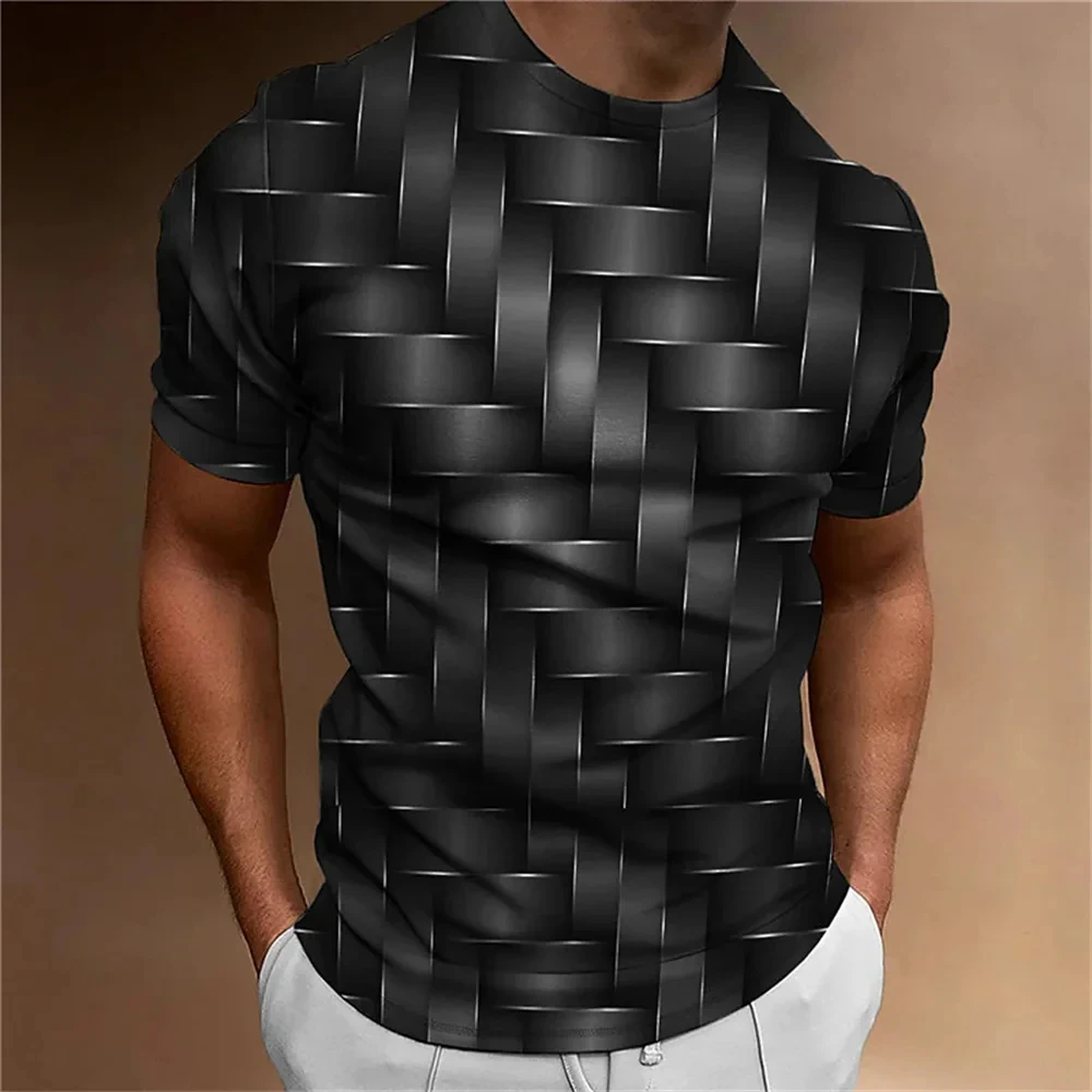 

2024 Eenvoudige Heren T-Shirt Geometrisch Patroon 3d Bedrukt Heren Top Alledaagse Casual Kleding Losse Oversized Retro Sweats