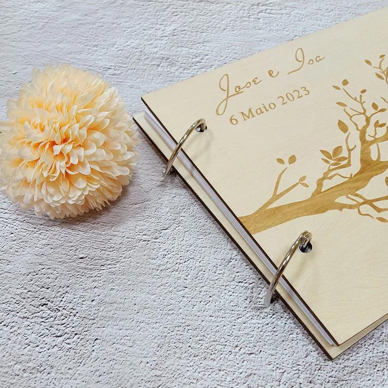 Romantic Wedding Guestbook Personalized Guest Book Wooden Engraved Wedding Album Party Welcome Message Album Bridal