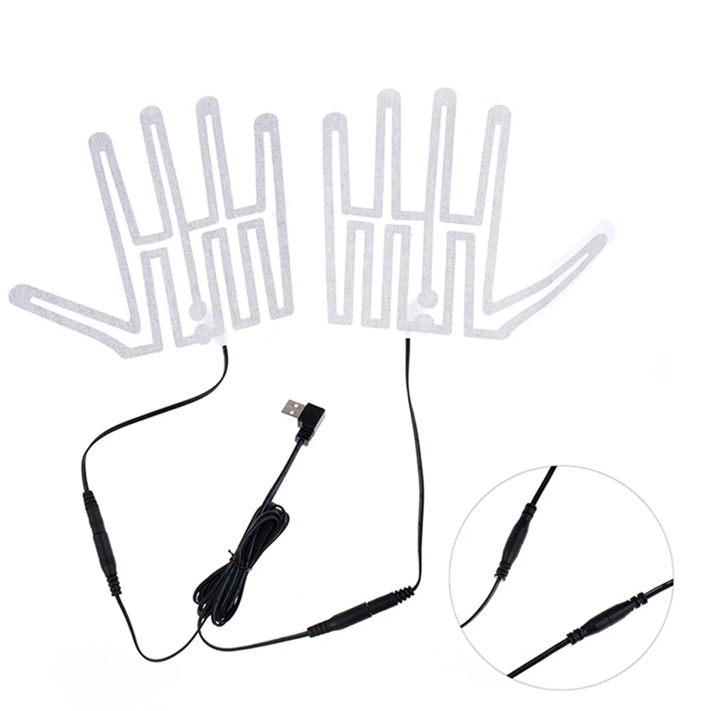 1 Pair Five-Finger Gloves Heating Pad Carbon Fiber 5V Glove Heating Sheet Thermal Insulation for Outdoor Skiing
