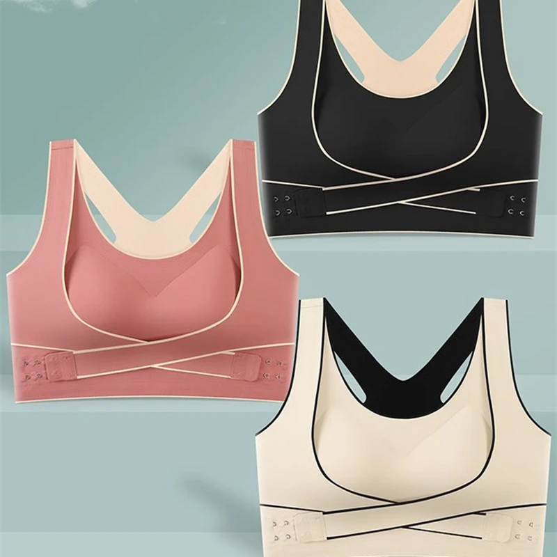 Reggiseno sportivo da donna senza cuciture con chiusura frontale, senza ferretto, sottile, push-up, regolabile, per uso quotidiano. - immagine 4