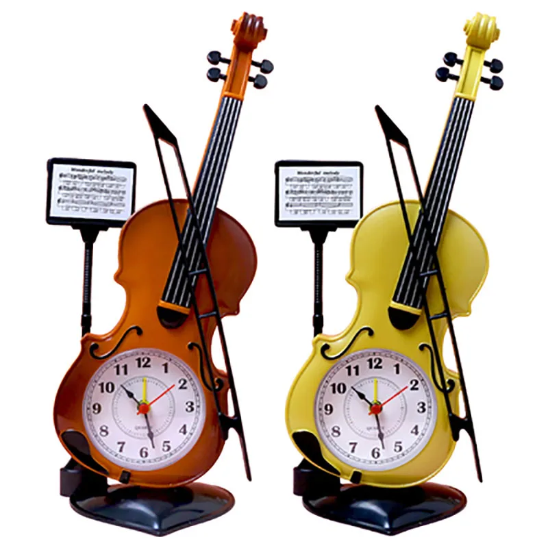 European Classical Violin Model Table Clock, Unique Alarm Clock, Office Supplies, Home Decor Crafts, Children Gifts