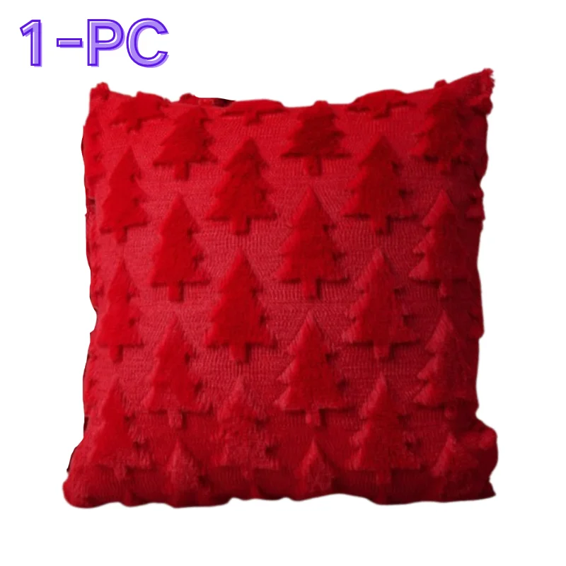 Festive Plush Christmas Decorative Pillow Cover for Sofa and Living Room Decor, Holiday Photo Props