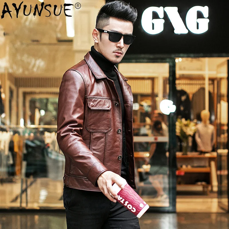 

Genuine Cowhide Leather Jacket Men Motorcycle 2024 Men's Clothing New Top Korean Jackets Male Ropa De Hombre LXR585