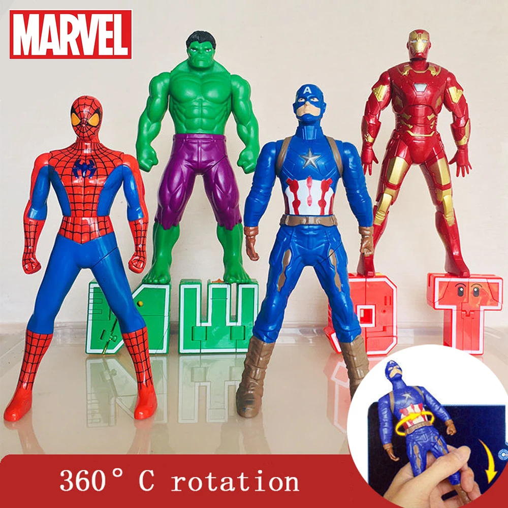 

New 18CM Marvel Spiderman Ironman Hulk Anime Figure Action Toy Christmas Gift Pvc Movable Joints Rotatable Doll Collection Model