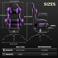 Computer Office Chair with Footstool and Lumbar Support, Ergonomic Gaming Chair with Headrests, Height Adjustable Office Chair 2