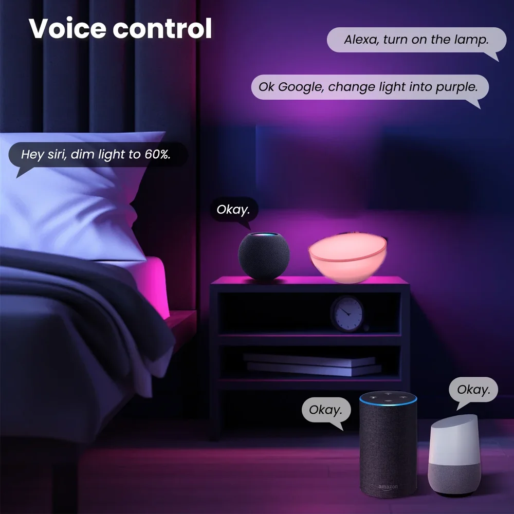 Tuya Wifi LED Smart Night Lights Dimmable Table Lamp RGB Table Bedside Bowl Lamp Voice APP Control Google Home Alexa Smartlife