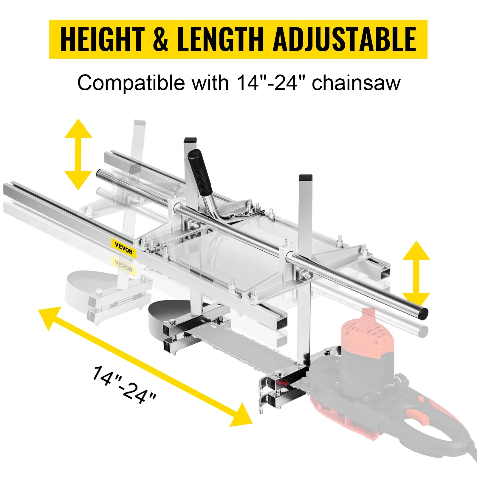 SIHAO 14-24 Zoll Kettensägen-Mühle, Plankier- und Fräsführungsschiene, Holz- und Schnittholzschneidemaschine, tragbare Sägemühle aus Aluminium und Stahl – Detail 5