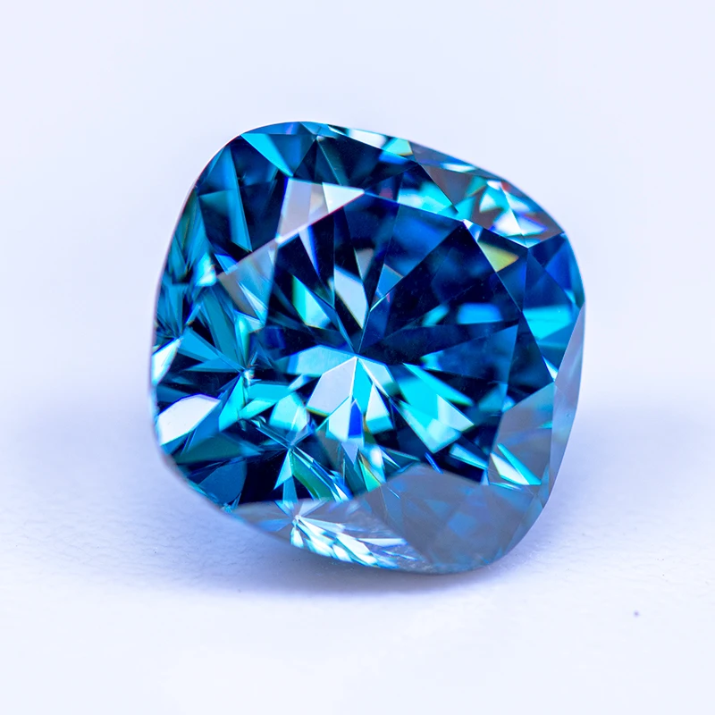 Moissanite Square Cushion Cut Sapphire Blue Color VVS1 for Beads Charms DIY Jewelry Making Rings Materials with GRA Certificate