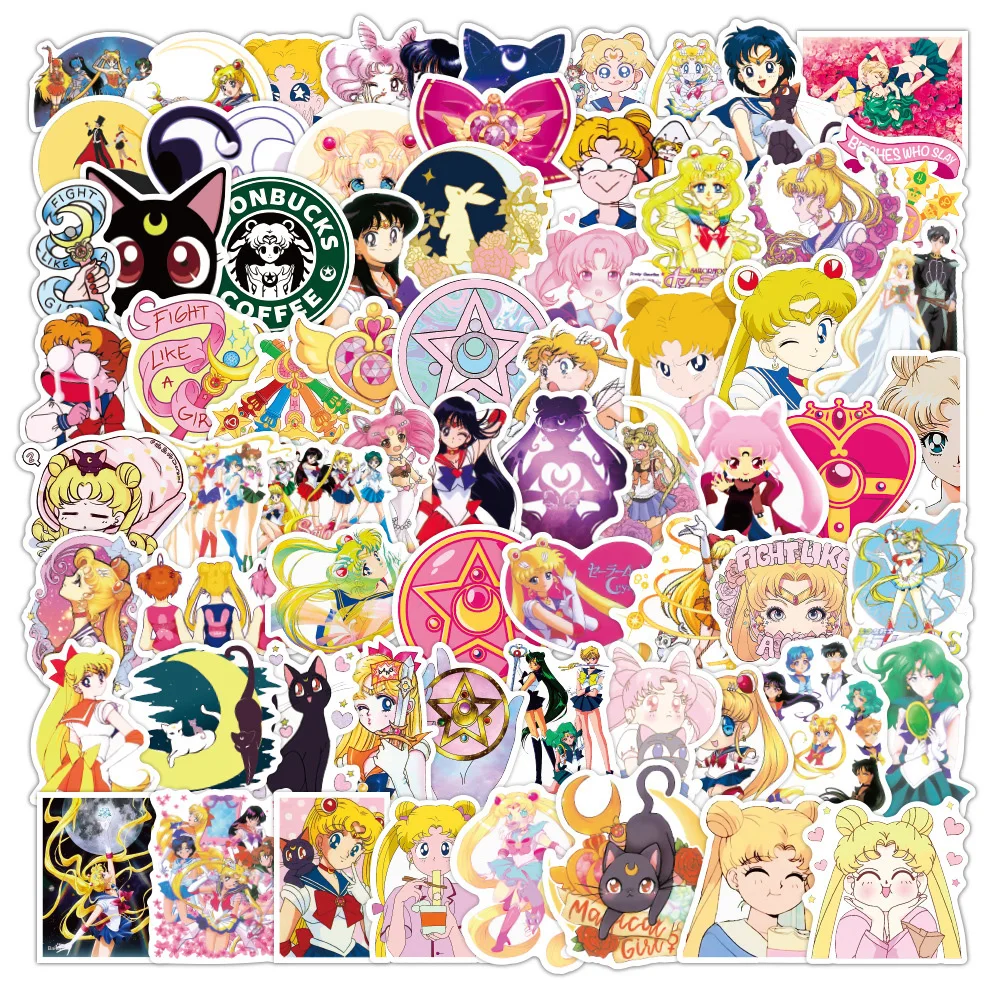 10/30/50PCS Sailor Moon Cartoon Stickers Kawaii Girls Waterproof Classic Toys Decals  DIY Cup Luggage Fridge Waterproof Sticker