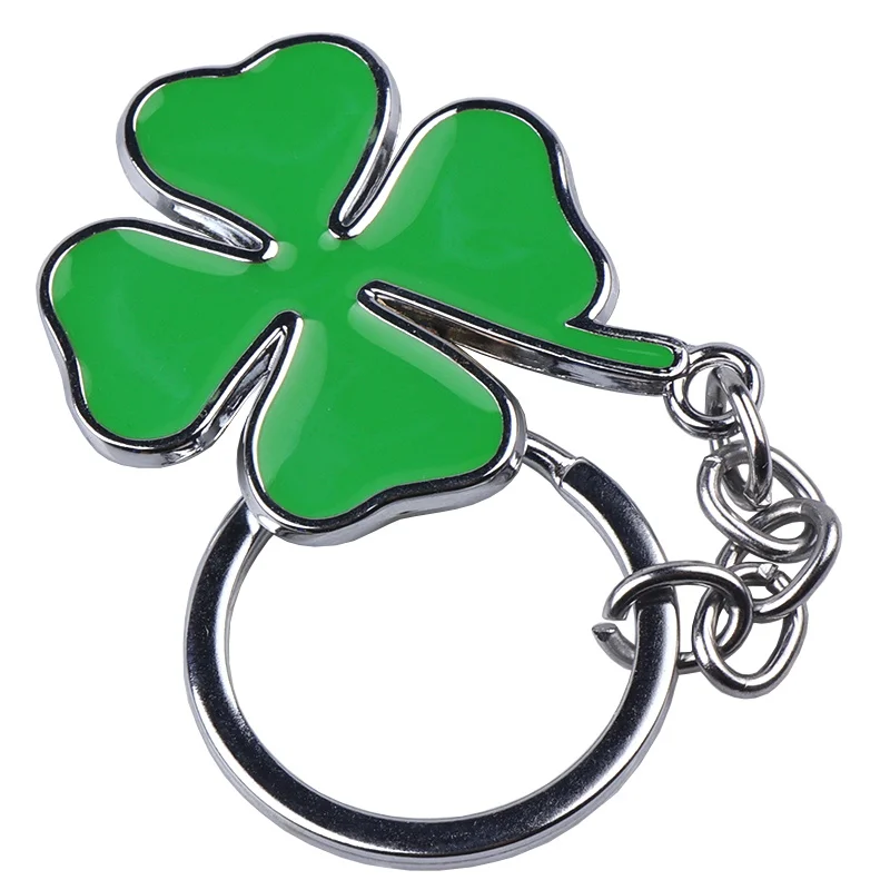 Green Four-Leaf Clover Lucky Keychain Pendant - Charming Car Decor Accessory