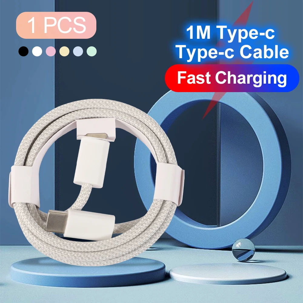 USB-C to Type C Color Cable For iPhone 15 PD 60W Fast Charging For Huawei Xiaomi Samsung Type C Weaving Cable Accessories