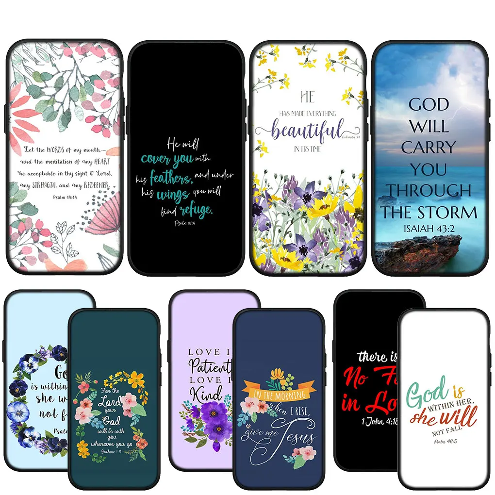 Versetto Della Bibbia Christian Strength God Cover Morbida Per Iphone 15 14 13 12 Mini 11 Pro X Xr Xs Max 7 8 Plus + 15 + 14 + Custodia