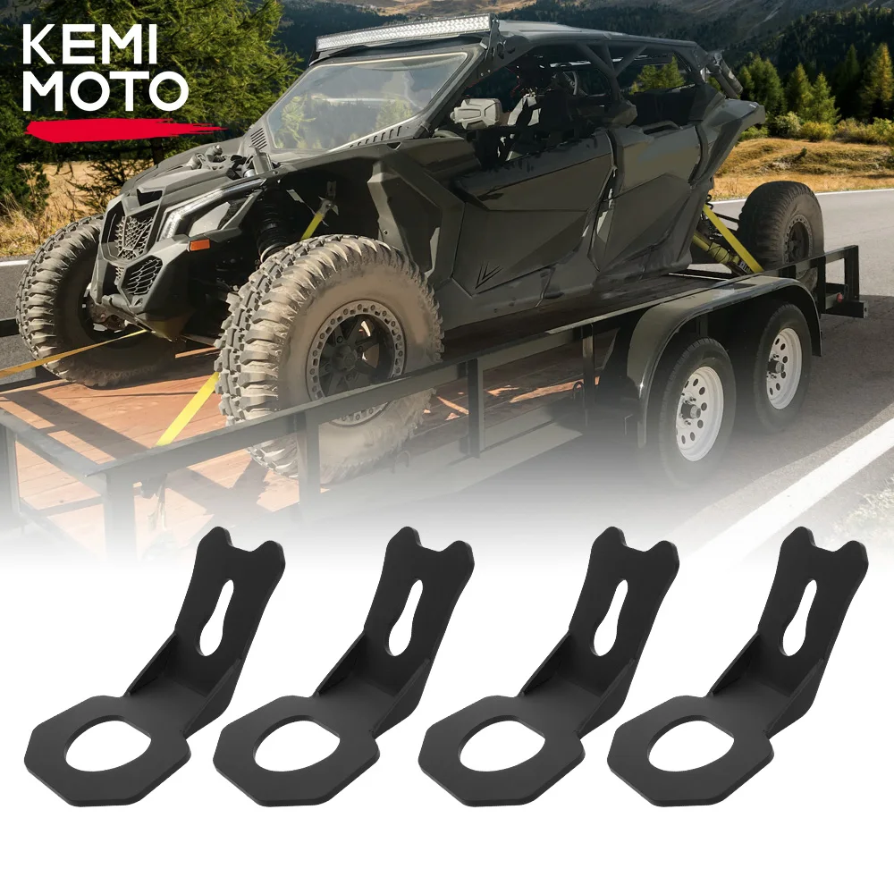 KEMIMOTO UTV 4PCS Tie Down Hooks Steel for Can-am Maverick X3 Max 2/4 Doors 2017-2024 R RR 4x4 XRC XMR XDS DS Turbo DPS