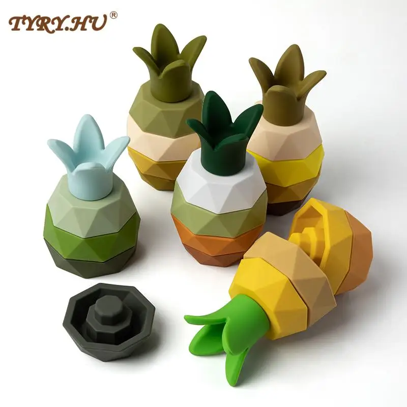 5PC Silicone Bead Baby Teether Pacifier DIY Jewelry Cute Pineapple Teething Toy 