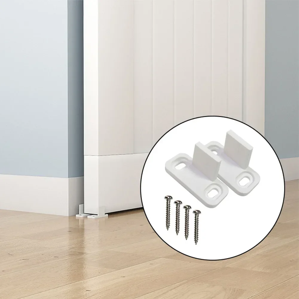 Sliding Barn Door Guide Silent For Sliding Door Stabilizer Adjustable Floor Wall Door Bottom Guide in White Carbon Steel with Screws (2pcs)