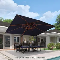 10' X 13'Double Top Deluxe Wood Pattern Rectangle Patio Umbrella Offset Hanging Umbrella Outdoor Market Umbrellas Garden 2