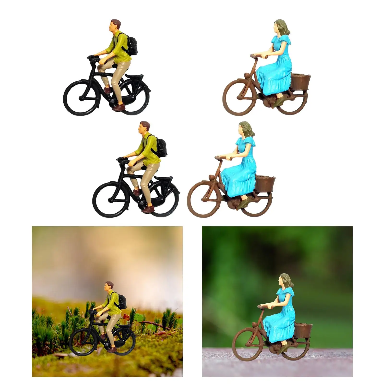 1/87 Scale Cyclist Figures Simulation People Figurines for Diorama Layout