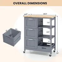 Kitchen Island with Storage, Kitchen Trolley on Wheels with Drawers & Open Shelves, Rolling Mobile Kitchen Island, Customized 6