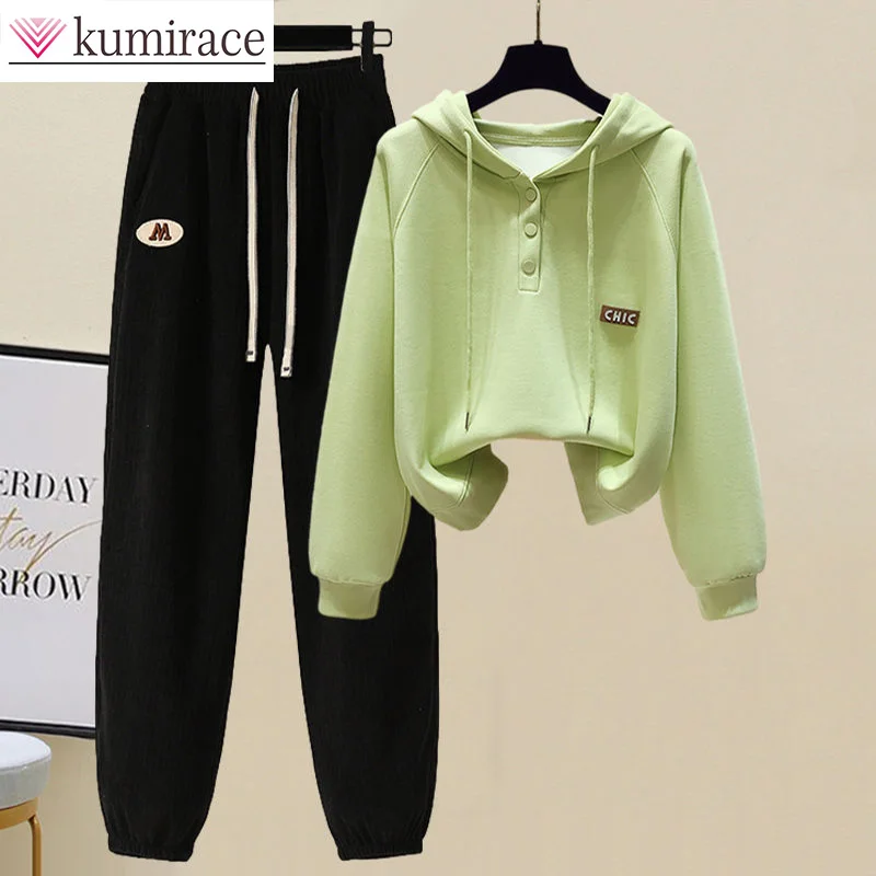 Sports Set for Women's Spring and Autumn, New Korean Version Hoodie and Leggings Two-piece Set Winter Clothes Women Pant Sets