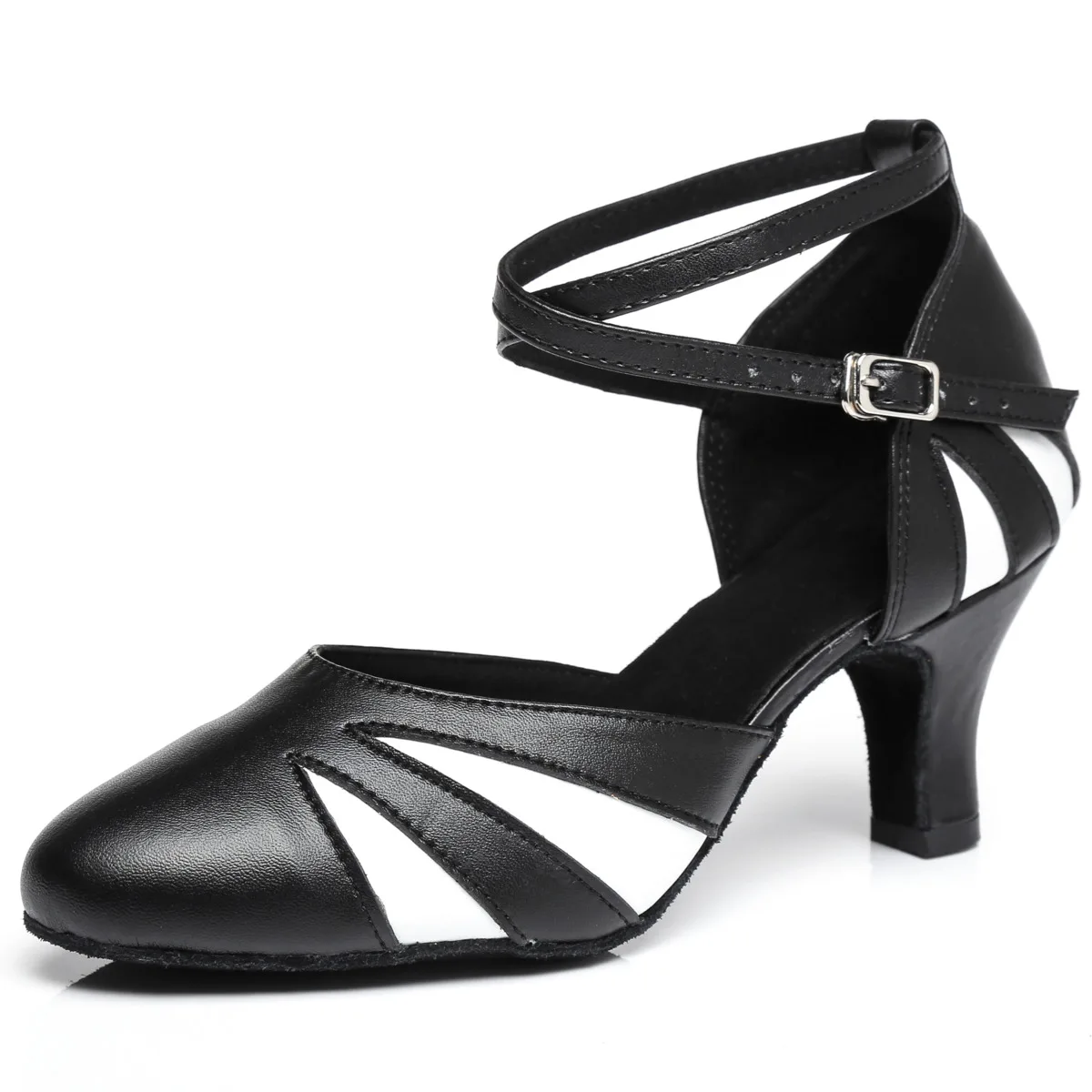 

Женские туфли для латиноамериканских танцев, черно-белые туфли из искусственной кожи и микрофибры, на мягкой подошве, для лета, 2021