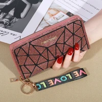 Women's Wallet Keychain Handheld Bag Multi Card Card Card Bag Brilliant Fashion Lingge Phone Bag Women's New Long Zero Wallet 2