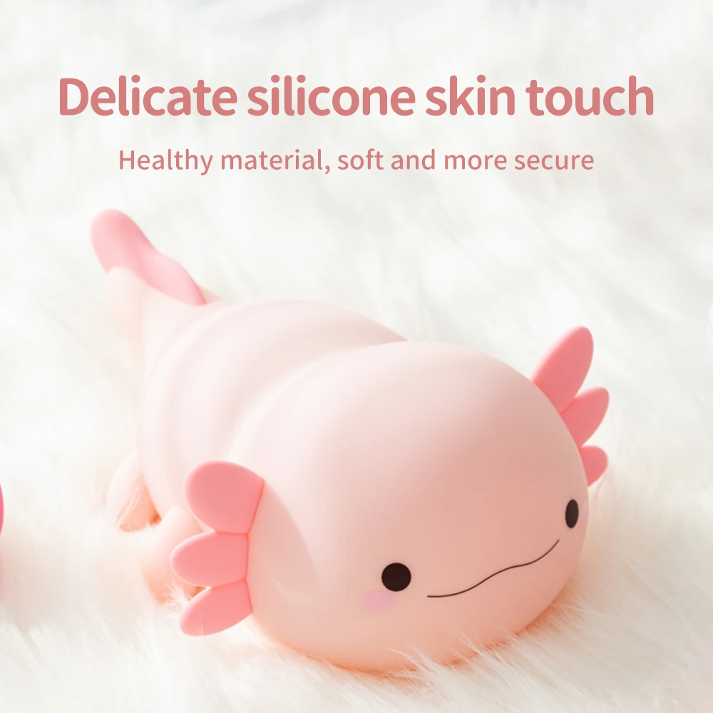 1Axolotl veilleuse pour enfants 2 luminosité Silicone pépinière lampe de couchage Portable USB Rechargeable lampe de chevet pour chambre de bébé 1
