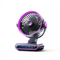 USB Rechargeable Clip - On Quiet Portable Desk Fan with Digital Display and Multi - Speed Cooling (Dusty Purple)