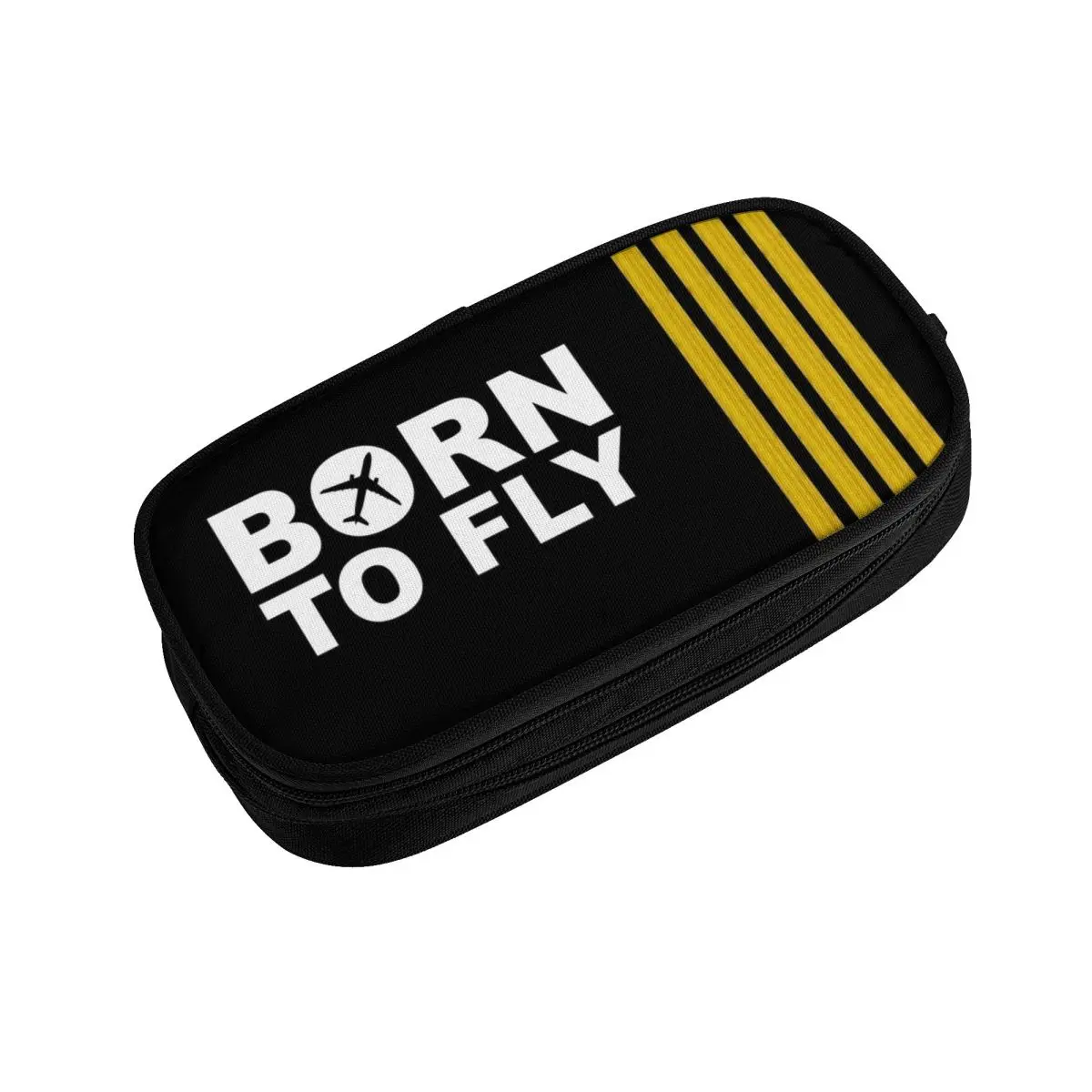 Kawaii Born To Fly Captain Stripes Flight Pilot Pencil Cases for Aviation Aviator Airplane Large Storage Pen Bag Box Stationery