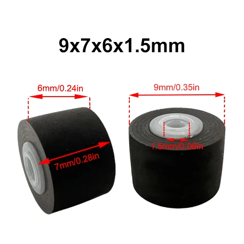 1pcs 9mmx7x6x1.5 Rubber Pinch Roller Belt Pulley For Audio Tape Recorder Drives Cassette Deck Walkman Stereo Player Components