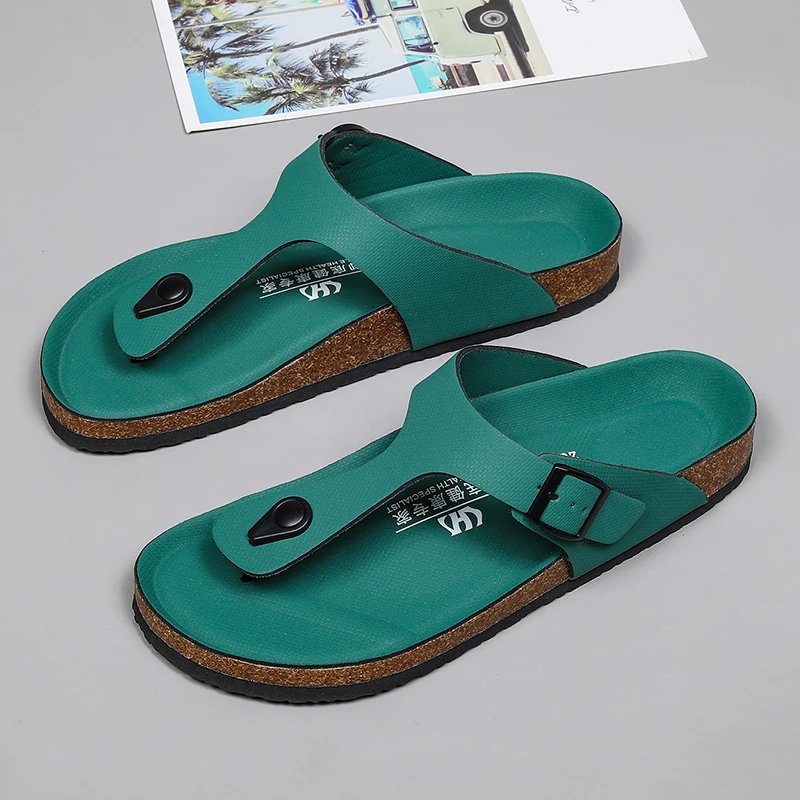 Summer Beach Shoes Women Shoes Plus Sizes 45 Soft Soled Cork Sandals Slippers Retro Slippers Fashion Design Men's