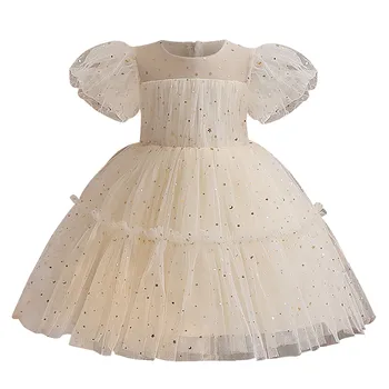 Children Luxury Party Formal Dress Toddler Kids Ruffle Sequin Princess Evening Dress Baby Girls Pageant Gown Wedding Tulle Dress 3